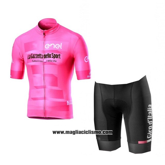 2019 Abbigliamento Ciclismo Giro d'Italia Rosa Manica Corta e Salopette